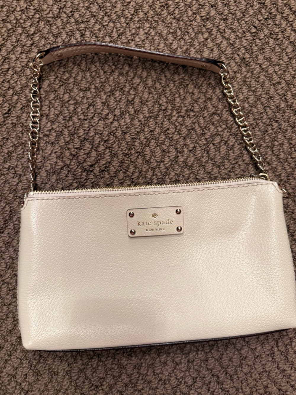 kate spade Cream Leather Crossbody with Gold Chain Strap